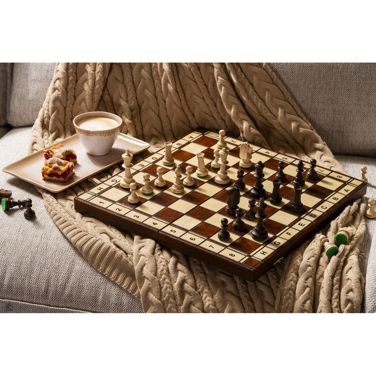 STAUNTON ASH Shakkipeli | 42cm-Taitettava Perinteinen Shakkisetti-TiberianChess.fi