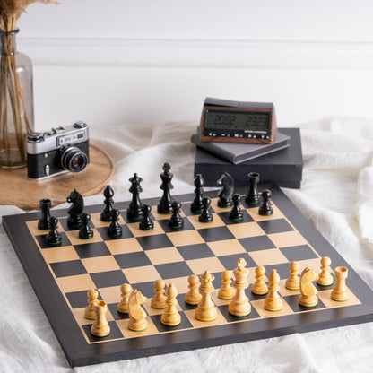 Chess Board BLACK & Chess Pieces GERMAN STAUNTON BLACK