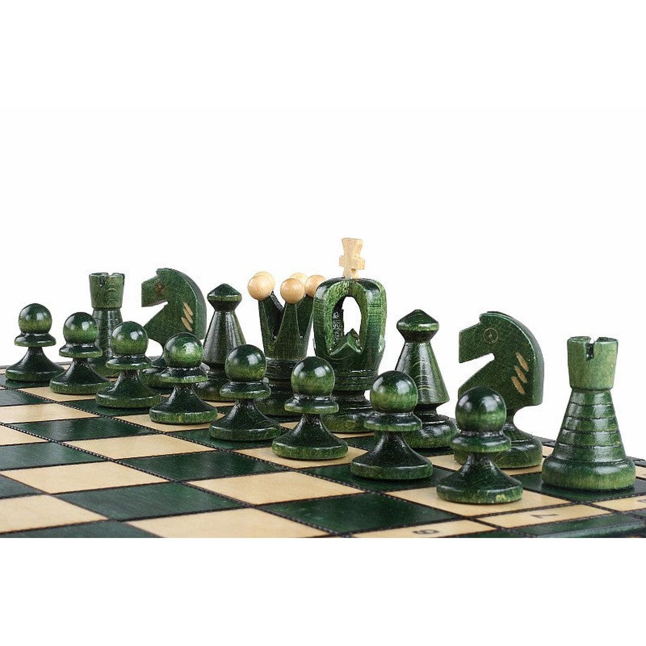 KING'S GREEN Shakkipeli | 38cm-Taitettava Perinteinen Shakkisetti-TiberianChess.fi